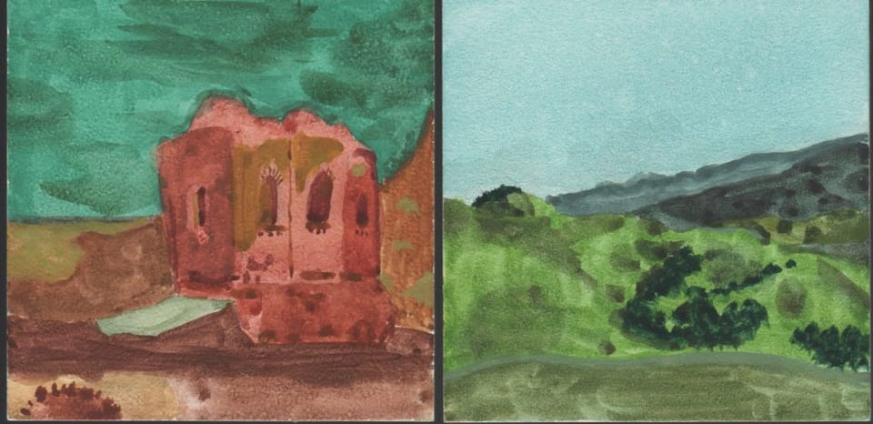 Study and Mountain in Gouache