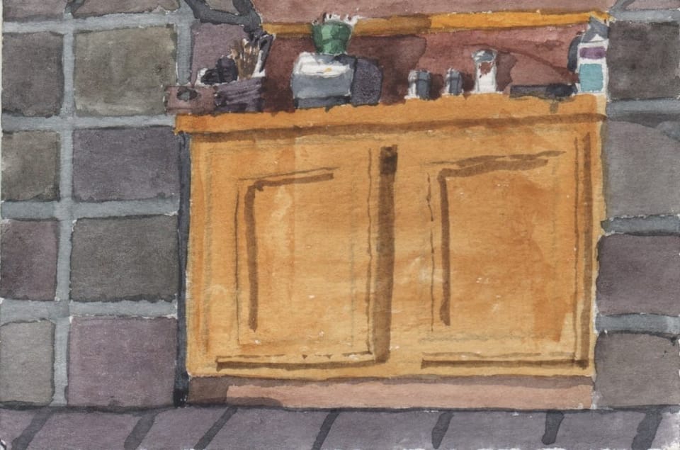 Cafe in Gouache and People Sketching